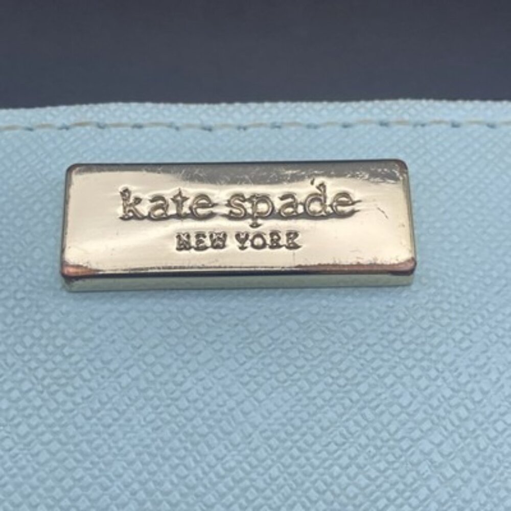 KATE SPADE Wallet Madison Slim Saffiano Leather Pale Blue Bifold LOOK READ - Picture 5 of 7